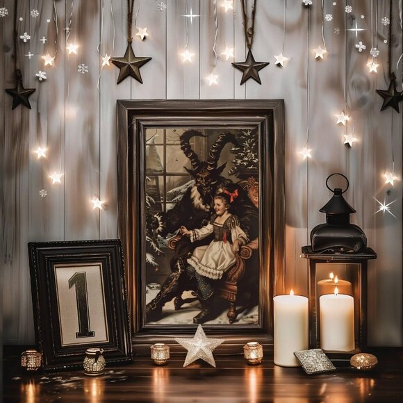 8.5x11 Krampus and Child Christmas Drawing Art Print - Picture 3 of 3